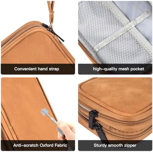 Travel Cable Organizer Pouch Electronic Accessories Carry Case Water Resistant Accessories Organizer Pouch Bag for Cable, Cord, Charger, USB, Phone, Power Bank, Earphone (Brown, Medium) - Image 7