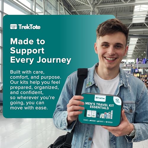 Trektote 12 Piece Men’s Travel Hygiene Kit with Toiletries & Grooming Essentials, TSA-Compliant, Clear Cosmetic Bag - Single or Bulk Packs - Image 7