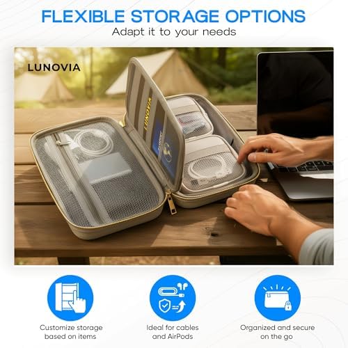 Hard Shell Tech Organizer – Protective Travel Case for Cables, Chargers & Accessories | Slim Modular Electronics Organizer with Removable Pouches - Image 9