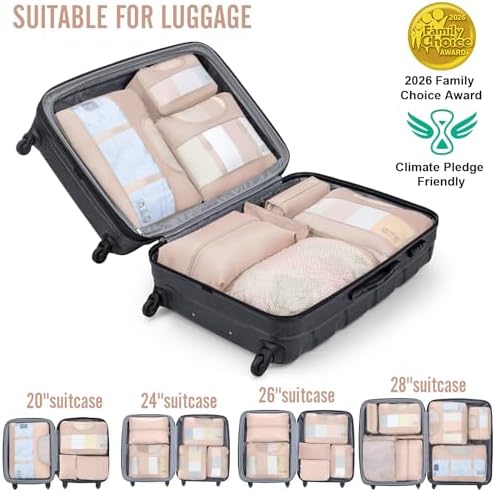 Veken 8 Set Packing Cubes, Cruise Ship Travel Essentials Accessories for Beach Vacation, Personalized Gifts for Women Mom Her, Suitcase Organizer Bags for Luggage with Hanging Toiletry Bag - Image 7