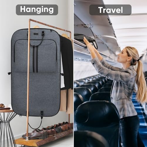 BALEINE Travel Garment Bag, Travel Suit Bag for Men, 42'' Waterproof Carry on Garment Bags for Hanging Clothes, Garment Duffel Bag for Travel Business (Grey) - Image 6