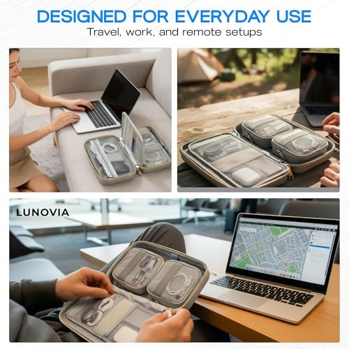 Hard Shell Tech Organizer – Protective Travel Case for Cables, Chargers & Accessories | Slim Modular Electronics Organizer with Removable Pouches - Image 6