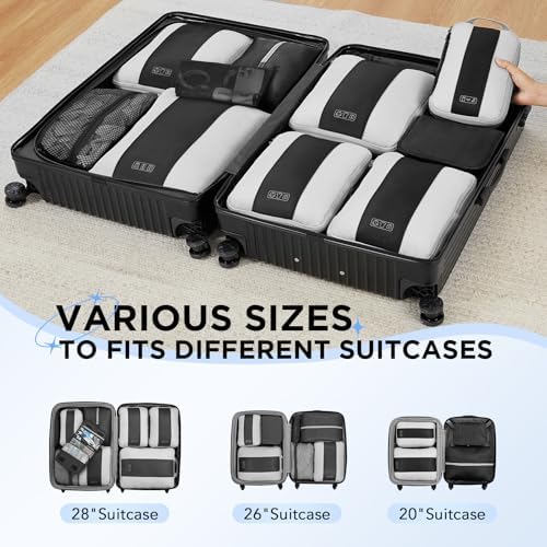 10 Set Compression Packing Cubes for Travel Essentials,Compressible Expandable Packing Cubes for Suitcase,OlarHike Luggage Organizer Bags for Travel,Handy Helper for Organizing Clothes(Black) - Image 8