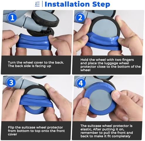 8 Pcs Upgrade Luggage Wheel Covers, Carry On Luggage Suitcases,Wear-Resistant, Anti-Noise, Silicone Wheel Protective Covers for 2-2.4" Spinner Wheel,Essential Travel Accessories (Blue) - Image 4