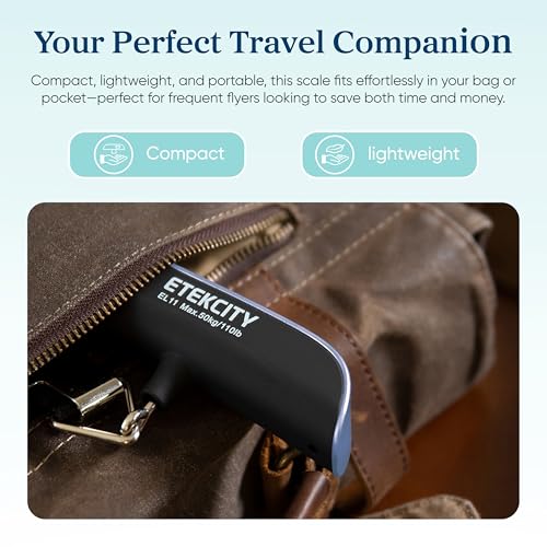 Etekcity Luggage Scale, Travel Essentials, Digital Suitcase Weight Scales for Travel Accessories, Hanging Baggage Scale with Temperature Sensor, Rubber Paint, 110 Pounds, Battery Included, Blue - Image 3