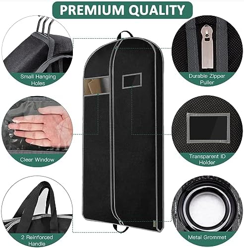 BALEINE 1PK Heavy Duty Garment Bag with Shoe Storage Travel Bag for Dresses, Suit, Coats Travel Essential (43", Black) - Image 5