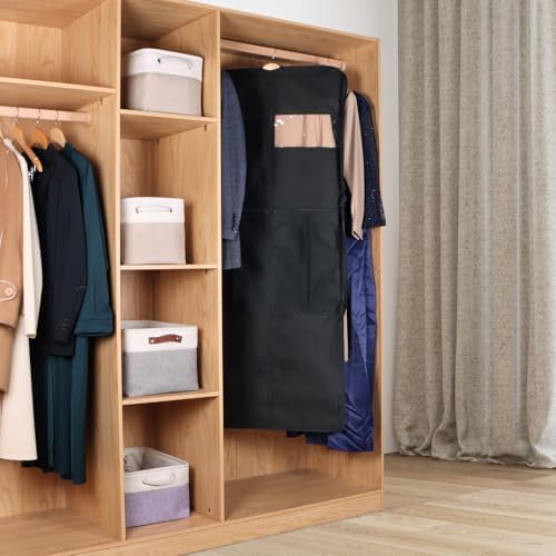 Univivi 60 '' Foldable Extra Long Dress Garment Bag, Premium Breathable & Tear-resistant Hanging Dress Cover for Travel and Closet Storage with Mesh Shoe Pocket and 2 Carry Handles - Image 2