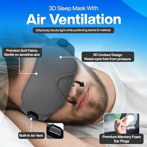 4-in-1 Travel Comfort Set – Inflatable Neck Pillow, Convertible Lumbar Support & Foot Hammock, 3D Sleep Mask & Ear Plugs – Complete Comfort Kit for Airplane, Office & Car – Gift-Ready (Gray) - Image 6