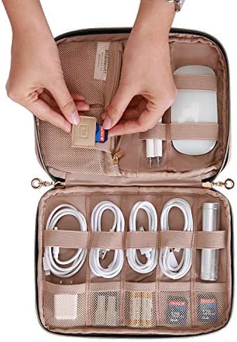 BAGSMART Large Electronics Organizer Travel Case, Travel Essentials, Cord Organizer Travel Cable Organizer Bag, Travel Accessories for Women, Pink - Image 3
