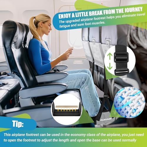 Foot Hammock for Plane Travel, No Collapse Thickened Bamboo Airplane Foot Rest for Long Flight, Desk Foot Hammock with Extended Adjustment Strap to Relax Your Feet, Foot Sling Travel Essentials - Image 4
