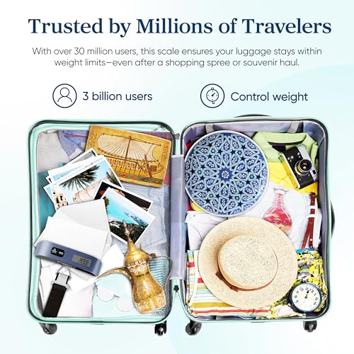 Etekcity Luggage Scale, Travel Essentials, Digital Suitcase Weight Scales for Travel Accessories, Hanging Baggage Scale with Temperature Sensor, Rubber Paint, 110 Pounds, Battery Included, Blue - Image 6