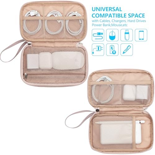 NISHEL Travel Cord Organizer Case, Double Layers Tech Electronic Bag, Essentials for Charger, Cable, Phone, Flash drive, Medium, Aegean-Blue - Image 2