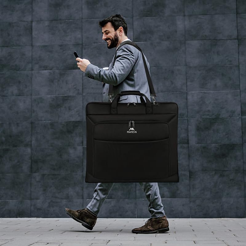 MATEIN Garment Bag for Travel, Large Carry on Garment Bags with Strap for Business, Waterproof Hanging Suit Luggage Bag for Men Women, Wrinkle Free Suitcase Cover for Shirts Dresses Coats, Black - Image 9