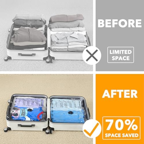 SpaceAid Travel Vacuum Bags for Luggage with Electric Pump, 24 Pack Vacuum Seal Bags for Clothing Travel, Space Saver Compression Bag for Backpack and Suitcase - Image 3