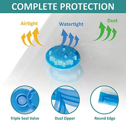 6 Pack Vacuum Storage Bags with Hand Pump, 80% Space Saver Vacuum Seal Storage Bags for Clothing, Travel Lugggage, Blankets, Comforters - Image 6