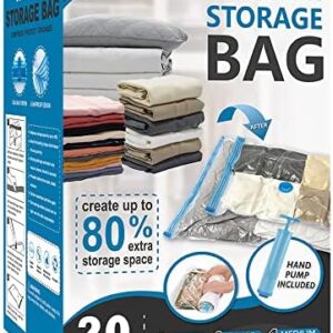 Cozy Essential Vacuum Storage Bags, Compression Space Saver Bags for Clothes, Comforters, Blankets, Pillow, Bedding, Sealer Clothing Storage,20 Combo