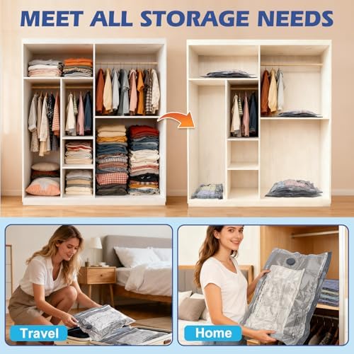 Travel Vacuum Storage Bags with Rechargeable Air Pump, 18 Pack Portable Space Saver Bags, Compression Bags for Clothing, Bedding, Seasonal Storage & Packing Bags for Moving - Image 7