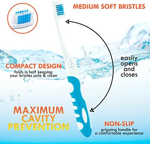 Lingito Travel Folding Toothbrush, Camping Toothbrush Bulk, Medium Bristle (6 Pack Medium-Multicolor) - Image 3