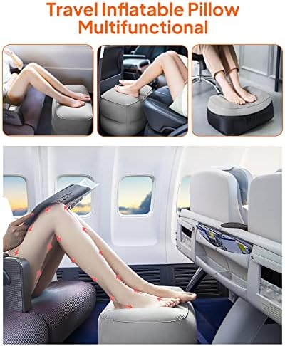 Sunany Inflatable Foot Rest Pillow for Travel, Kids/Adults Airplane Travel Pillow-Adjustable Height Cushions,for Kids to Sleep While Traveling,Suitable for Office, Home and Any Travell (1 Pack) - Image 2