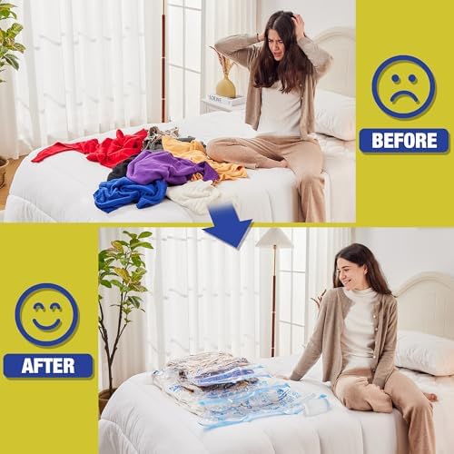 HIBAG Travel Vacuum Bags with Electric Pump for Luggage and Suitcase, Vacuum Seal Compression Packing Bags for Clothes Clothing, Combo 12 Pack - Image 6