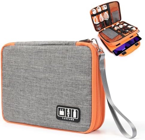 Luxtude Travel Cable Organizer Bag, Electronic Organizer Travel Case Large, Cord Organizers Bag, Tech Bag for Cable Storage/Cord Storage/iPad Pro(up to 11")/Wall Charger/Electronic Accessories