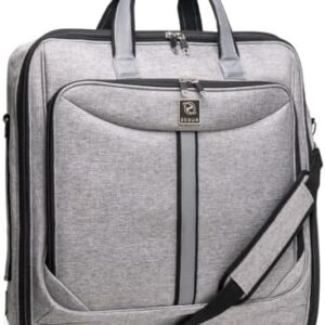 Premium Suit Garment Bag Carry On - Hangs 4 Suits - Travel & Business with Shoulder Strap and Laptop Compartment