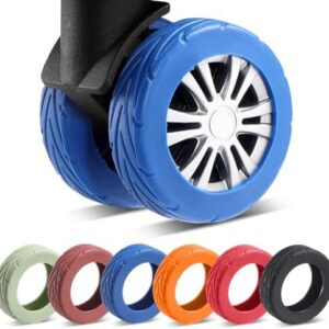 8 Pcs Upgrade Luggage Wheel Covers, Carry On Luggage Suitcases,Wear-Resistant, Anti-Noise, Silicone Wheel Protective Covers for 2-2.4" Spinner Wheel,Essential Travel Accessories (Blue)