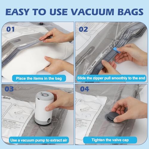 Travel Vacuum Storage Bags with Rechargeable Air Pump, 18 Pack Portable Space Saver Bags, Compression Bags for Clothing, Bedding, Seasonal Storage & Packing Bags for Moving - Image 8