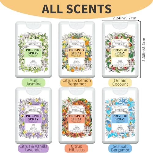Travel Size Toilet Spray 6-Pack, Travel Essentials Toiletries, Pocket Size Pre-Poo Spray, Bathroom Odor Deodorizer, Up to 240 Uses, 6 Refreshing Scents - Image 5