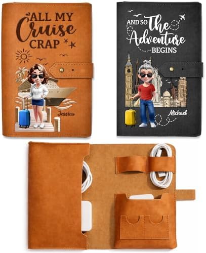 Personalized Leather Cable Organizer Bag - Custom Travel Tech Pouch for Cords & Chargers, Electronics Organizer, Airport & Flight Essentials Gift for Men & Women - All My Travel Crap