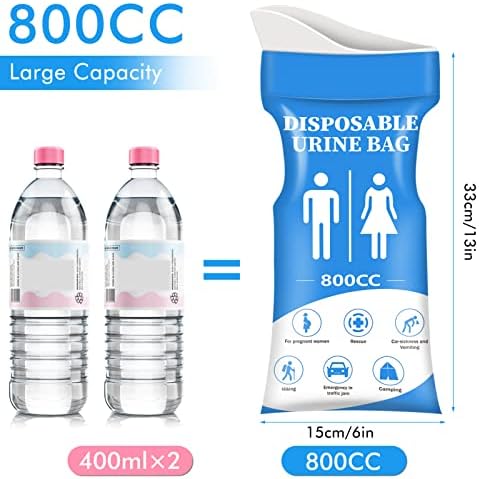 DIBBATU Disposable Urine Bag, 12/24 PCS Pee Bags for Travel for Women/Men, 800ML Emergency Portable Urinal Bag and Vomit Bags, Unisex Urinal Bag for Camping, Traffic Jams, Pregnant, Patient - Image 4