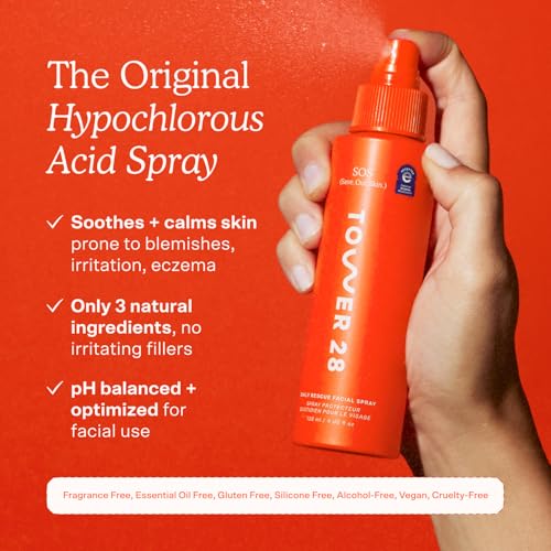 Tower 28 SOS Daily Rescue Facial Spray - Hypochlorous Acid Spray to Help Reduce Redness, Calm Irritation + Alleviate Flare-Ups - Purifying Travel Size Face Toner - Everyday Skin Care Essential (1 oz) - Image 2