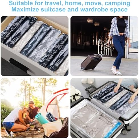 10 PCS Compression Bags for Travel Essentials, 3 Sizes Space Saver Bags, No Vacuum or Pump Needed, Roll Up Vacuum Packing for Clothing Storage, Cruise Accessories, Luggage & Home Organizers - Image 7