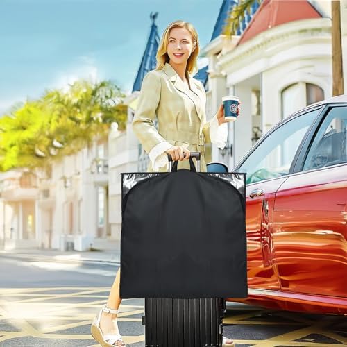 54" Garment Bags for Travel and Storage, Travel Suit Bags for Men Women with 2 Clear Pockets, Storage bags for Clothes, Suits, Dress, Shirts, Coats (Black) - Image 7
