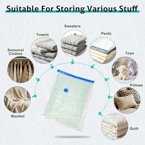 12 Pack Travel Vacuum Storage Bags 4 Size(24/28/32/40 Inch), Portable Vacuum Seal Bags for Clothing Travel with Pump, Space Saver Bag for Luggage Suitcases Clothes Bedding Seasonal Storage - Image 4