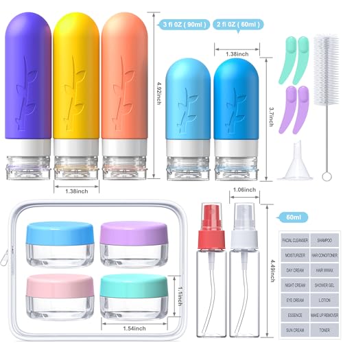 19pack Travel Bottles for Toiletries, TSA Approved Silicone Size Containers for toiletries, Refillable & Leakproof Travel shampoo and conditioner bottles - Image 2