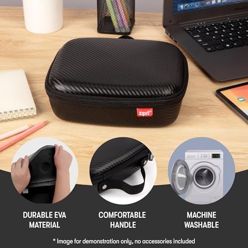 ZIPIT Carbon Electronic Organizer Case, Hard Shell EVA Travel Cable Organizer for Chargers, Cords & Tech Accessories, Black - Image 2
