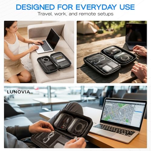 Hard Shell Tech Organizer – Protective Travel Case for Cables, Chargers & Accessories | Slim Modular Electronics Organizer with Removable Pouches - Image 6