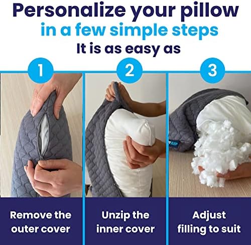 Sidney Sleep Mini Travel Size Neck Pillow - Knee, Back Lumbar and Support - Small Curved Pillow - 14 x 19 Inches - Adjustable Loft - Washable - Drawstring Backpack Included (Mini - Grey) - Image 6