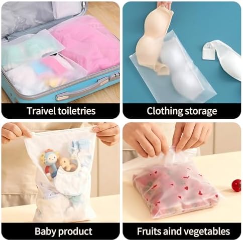 30pcs Packaging Bags for Clothing, 5 Different Sizes Reusable Clear Frosted Plastic Apparel Bags for Travel Storage- Shirts, Sweatshirts, Underwear, Bathing Suit, with Vent Holes - Image 7