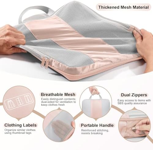 10 Set Compression Packing Cubes for Travel Gifts Women Mom,OlarHike Luggage Clothes Organizer for Travelers,Airplane/Cruise/Car/Train Travel Essentials,Compressible Expandable Saver Space Bags(Beige) - Image 7