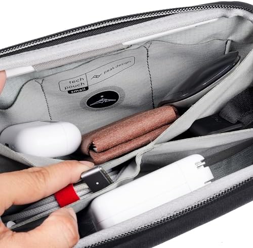 Peak Design Small Tech Pouch, Black, Electronics Organizer for Travel or Everyday Carry, Origami-Style Storage, Cable Pass-Through, Weatherproof Recycled Nylon, Gear Carry Bag for Men and Women - Image 3