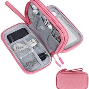 Skycase Electronic Organizer Travel Case - Waterproof Travel Cord Pouches for Organization, Cable Organizer, All-in-One Double Layers Storage Bag for Accessories, Charger, Cable, Pink