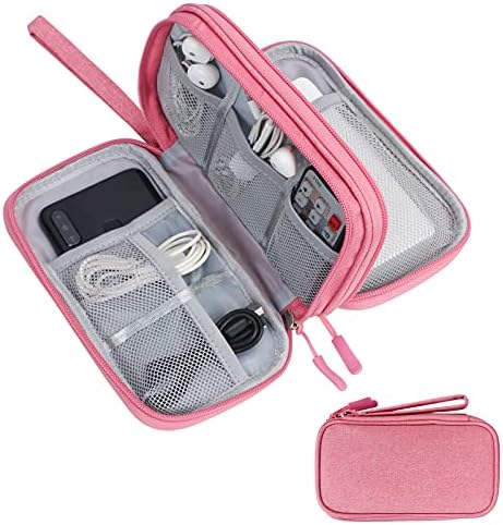 Skycase Electronic Organizer Travel Case - Waterproof Travel Cord Pouches for Organization, Cable Organizer, All-in-One Double Layers Storage Bag for Accessories, Charger, Cable, Pink