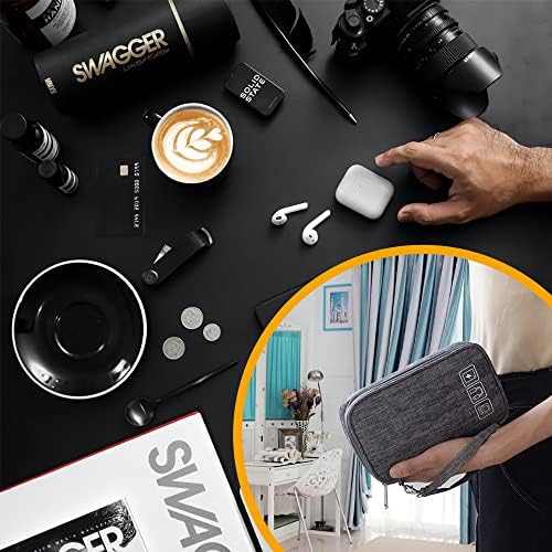 Electronic Organizer Bag Cable Organizer Travel Cord Organizer Case Pouch Portable Carrying Case for Charger Hard Drive Earphone USB SD Card (Black) - Image 7