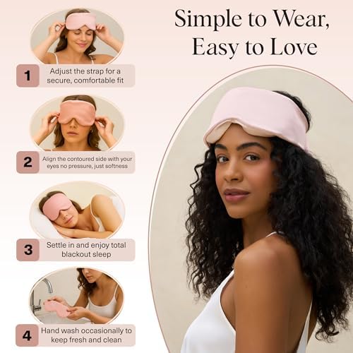 Kitsch Contour Pillow Eye Mask – Softer Than Silk Eye Masks for Sleep, Blindfold Sleep Masks for Women & Men, No Eye Pressure, Lightweight, Eye Care, Travel Essentials - Blush - Image 7