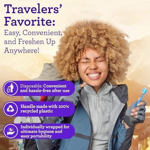 GuruNanda Ready-to-Go Disposable Mini Travel Toothbrushes - Butter on Gums Softex Bristles, Pre-Pasted Toothbrush & Toothpick - Fluoride-Free, No Rinsing Needed, 70 Ct - Image 6