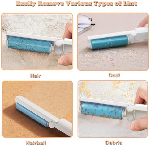 Mini Reusable Lint Roller for Travel, 8 Pack Washable Foldable Lint Remover with Sticky Gel, Portable, Compact and Easy to Clean for Clothes and Luggage Use (Blue) - Image 4