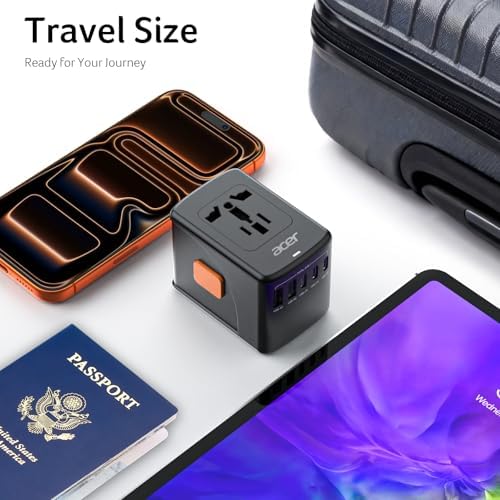 Acer Universal Travel Plug Adapter - International Power Adapter with 5 USB Ports (3 USB C) 5.8A, Worldwide Outlet Charger for USA to European UK France Germany Spain, Type C/E/F/G/I/L/A, Black - Image 5