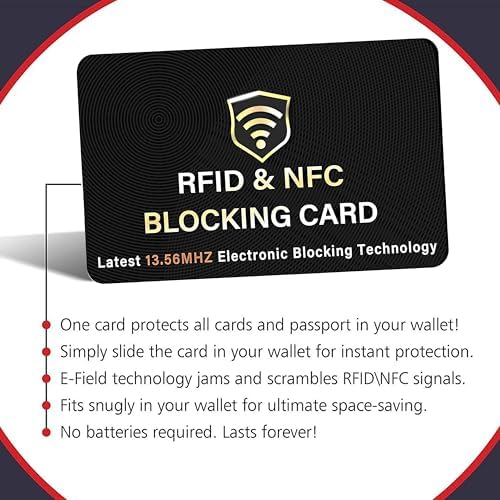 SaiTech IT 5 Pack RFID Blocking Card, One Card Protects Entire Wallet Purse, NFC Contactless Bank Debit Credit Card Protector ID ATM Guard Card Blocker–(Black) - Image 7
